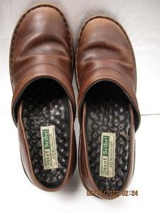 Josef Seibel Womens Brown Leather Clogs Shoes Air Massage Insole US 8  EU 39